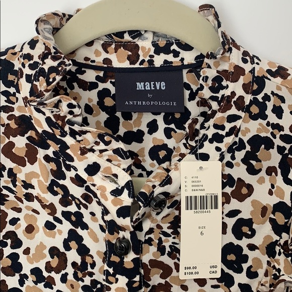 NWT Anthro leopard print button down - Picture 2 of 4